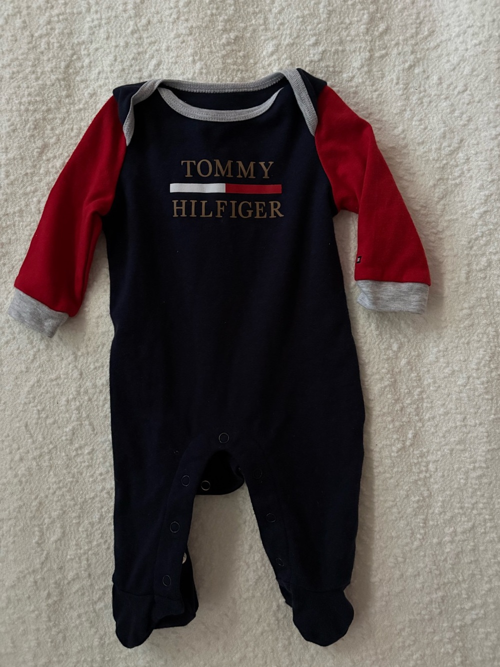 Tommy Hilfiger Navy, Red & Gray Baby One-Piece